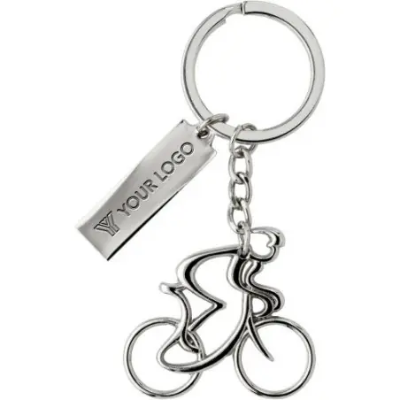 Porte-clés en métal personnalisé 'Cycliste' - Cirilio Matières : PET Couleurs : rouge personnalisable avec votre logo