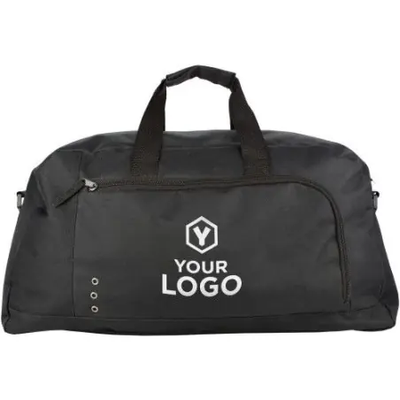 Sac de sport personnalisé en polyester Antoinette Matières : céramique Couleurs : bleu marine objet promotionnel éco-responsable