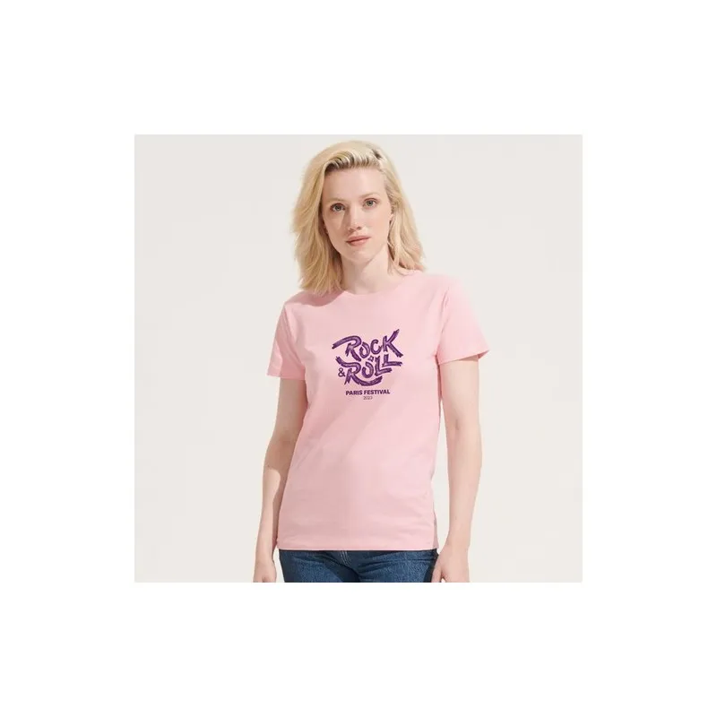 T-Shirt Femme Personnalisé 190g Confort et Style - Imperial Women Matières : coton Taille textile : M Couleurs : bleu caraïbes g