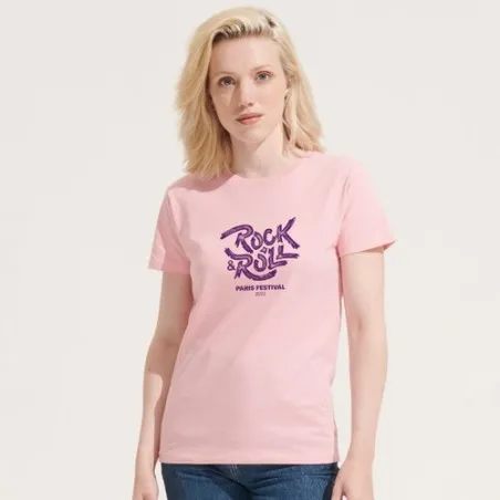 T-Shirt Femme Personnalisé 190g Confort et Style - Imperial Women Matières : coton Taille textile : XL Couleurs : bleu caraïbes 