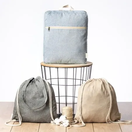 Sac à Dos Personnalisable Écologique en Coton Recyclé Fenin Matières : coton Taille textile : L Couleurs : bleu clair accessoire