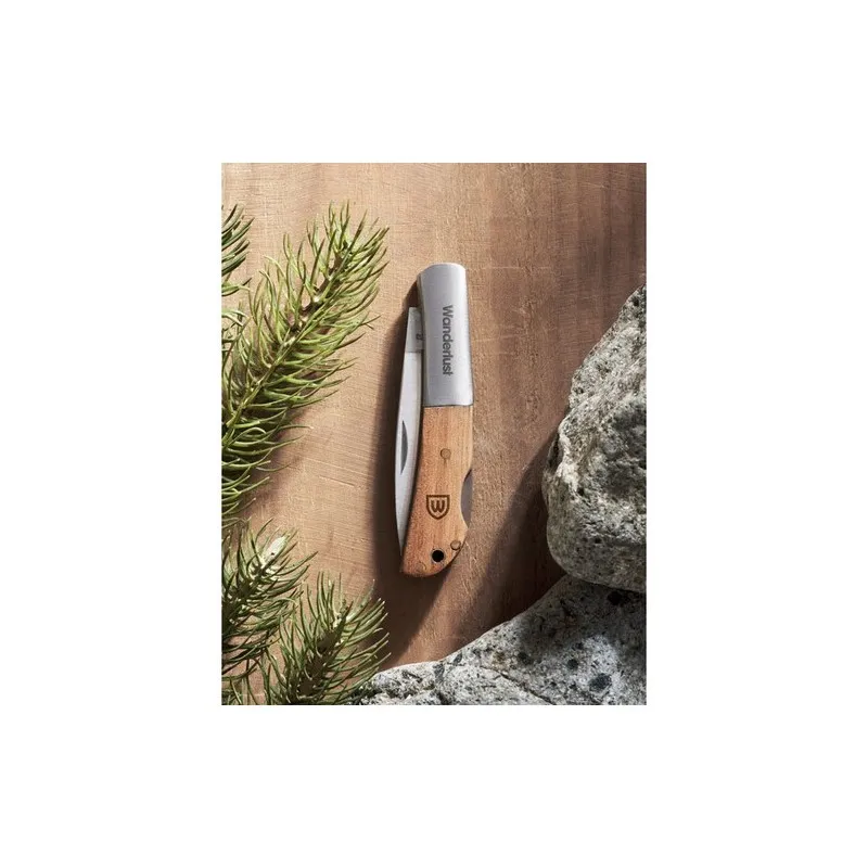 Couteau pliable unique en acacia - SKARP Matières : coton biologique Taille textile : XXL Couleurs : french navy impression haut