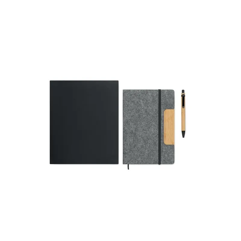 Carnet A5 écologique personnalisé avec stylo - NOTEMIX RPET Matières : coton biologique Taille textile : XS Couleurs : gris sour