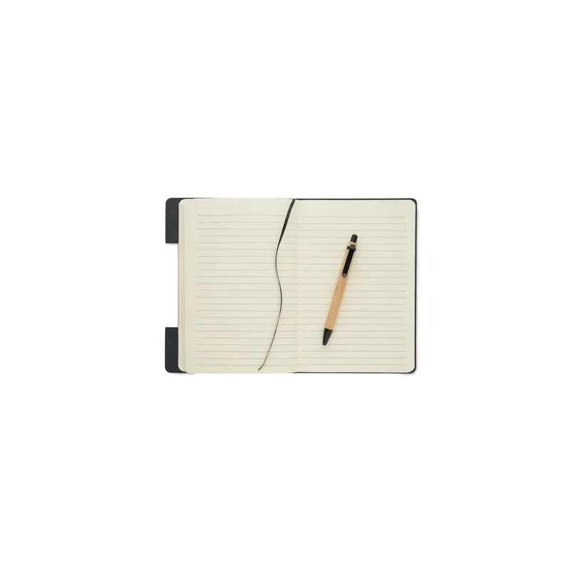 Carnet A5 écologique personnalisé avec stylo - NOTEMIX RPET Matières : coton biologique Taille textile : XS Couleurs : gris sour