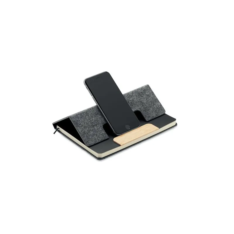 Carnet A5 écologique personnalisé avec stylo - NOTEMIX RPET Matières : coton biologique Taille textile : XS Couleurs : gris sour