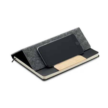 Carnet A5 écologique personnalisé avec stylo - NOTEMIX RPET Matières : coton biologique Taille textile : XS Couleurs : gris sour