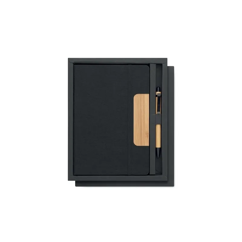 Carnet A5 écologique personnalisé avec stylo - NOTEMIX RPET Matières : coton biologique Taille textile : XXL Couleurs : gris sou