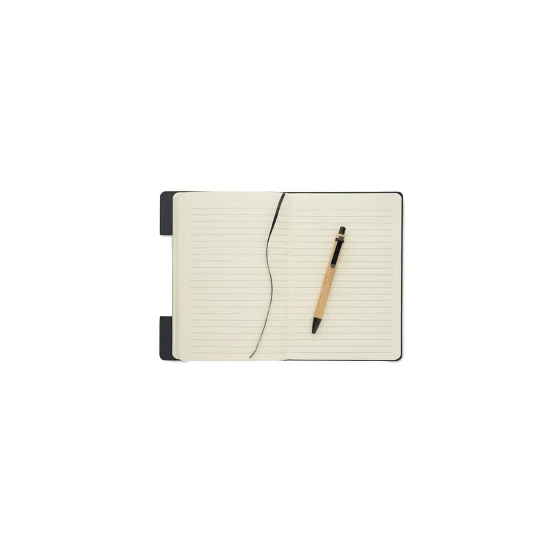 Carnet A5 écologique personnalisé avec stylo - NOTEMIX RPET Matières : coton biologique Taille textile : XXL Couleurs : gris sou