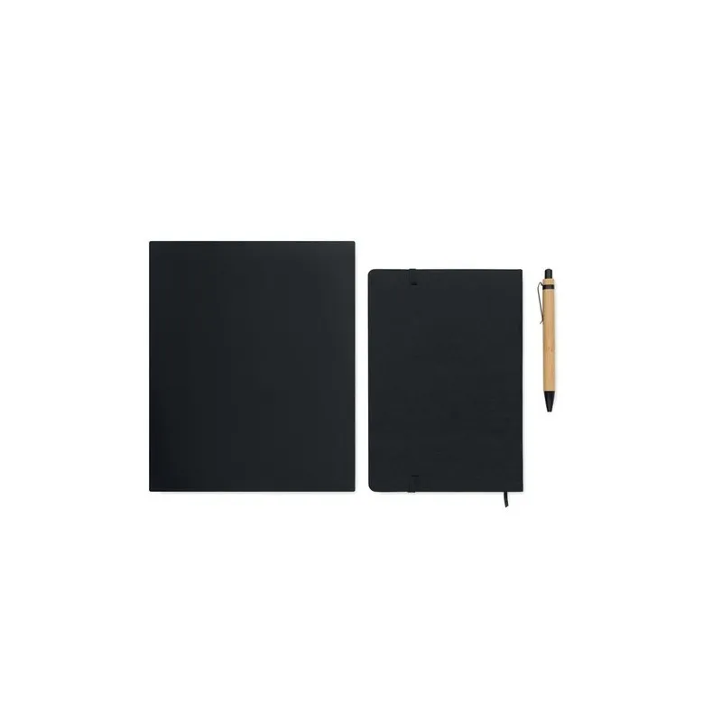 Carnet A5 écologique personnalisé avec stylo - NOTEMIX RPET Matières : coton biologique Taille textile : XXL Couleurs : gris sou