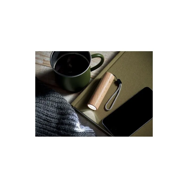 Torche rechargeable en bois personnalisée - Lampe puissante LITE Matières : coton biologique Taille textile : M Couleurs : bleu 