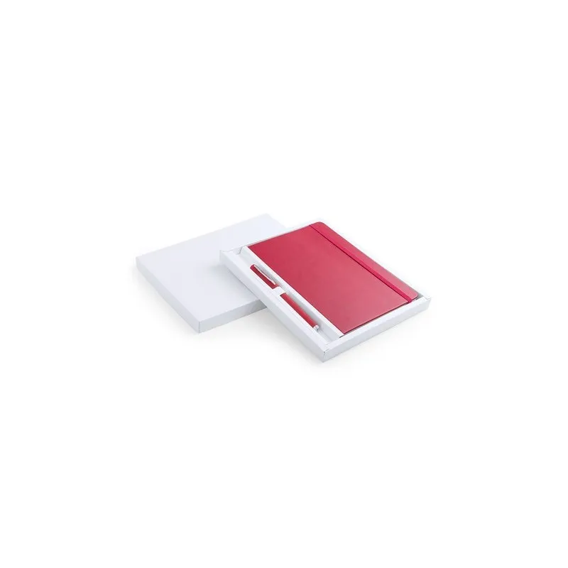 Set de Carnet et Stylo Écologiques Personnalisés - Marden Matières : coton Couleurs : rouge goodies personnalisé en stock