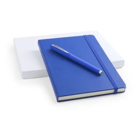 Set de Carnet et Stylo Écologiques Personnalisés - Marden Matières : coton Couleurs : bleu personnalisable avec votre logo