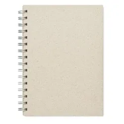 Carnet à spirales A5 écologique personnalisé pas cher GRASS BOOK Matières : coton Taille textile : S Couleurs : gris chiné