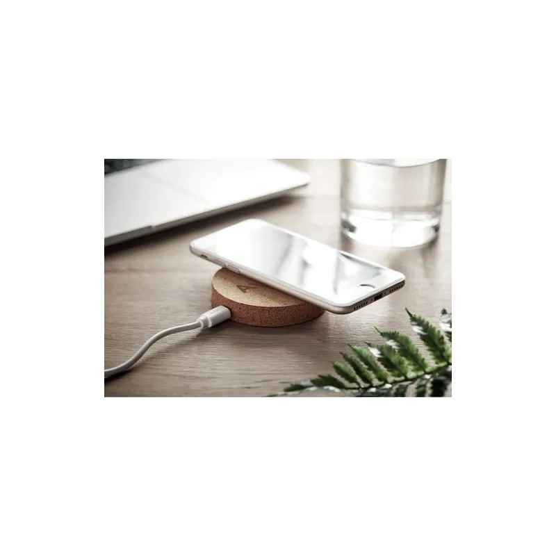 Chargeur sans fil rond écologique personnalisé 10W KOKE Matières : coton Taille textile : M Couleurs : rose bonbon impression ha