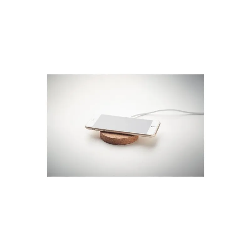 Chargeur sans fil rond écologique personnalisé 10W KOKE Matières : coton Taille textile : M Couleurs : rose bonbon marquage lase