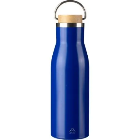 Bouteille écologique de 500 ml en acier inoxydable recyclé - Aline Matières : polyester Couleurs : bleu personnalisation sur mes