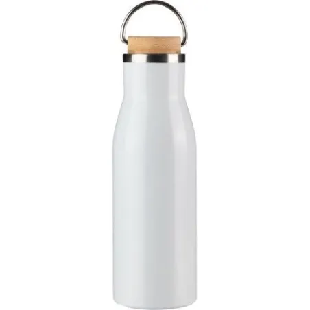 Bouteille écologique de 500 ml en acier inoxydable recyclé - Aline Matières : polyester Couleurs : jaune impression haute défini