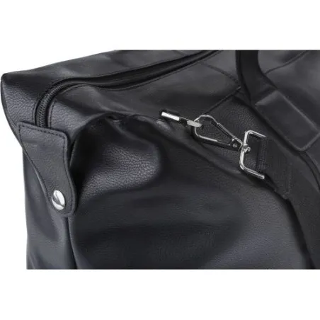 Sac week-end en cuir écologique personnalisé - Noah Matières : polyester Couleurs : noir marquage laser ultra précis