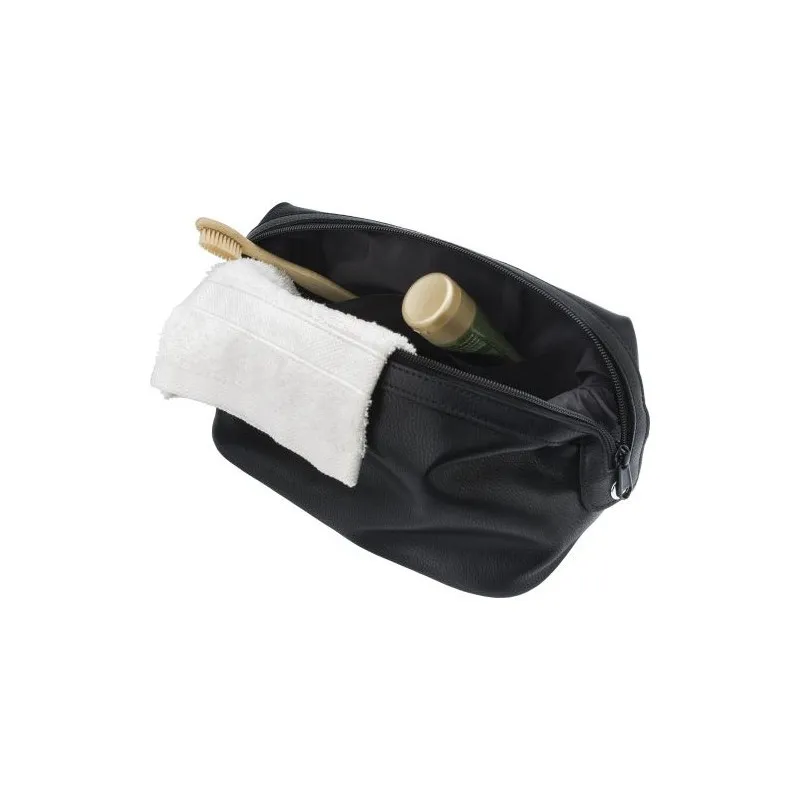Trousse de toilette écologique en cuir - Flynn Matières : polyester Couleurs : gris personnalisable avec votre logo