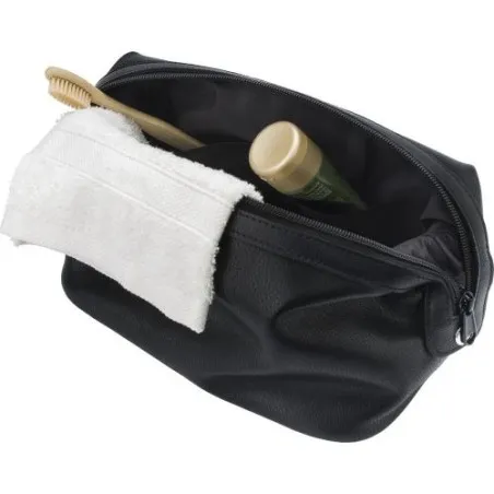 Trousse de toilette écologique en cuir - Flynn Matières : polyester Couleurs : gris personnalisable avec votre logo