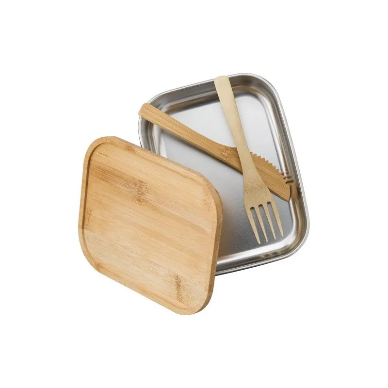 Lunch box écologique en acier inoxydable personnalisée - Esme Matières : silicone Couleurs : bleu cobalt cadeau entreprise pas c