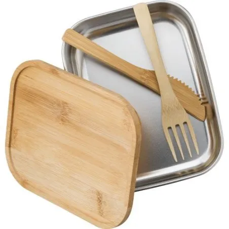 Lunch box écologique en acier inoxydable personnalisée - Esme Matières : silicone Couleurs : bleu cobalt cadeau entreprise pas c