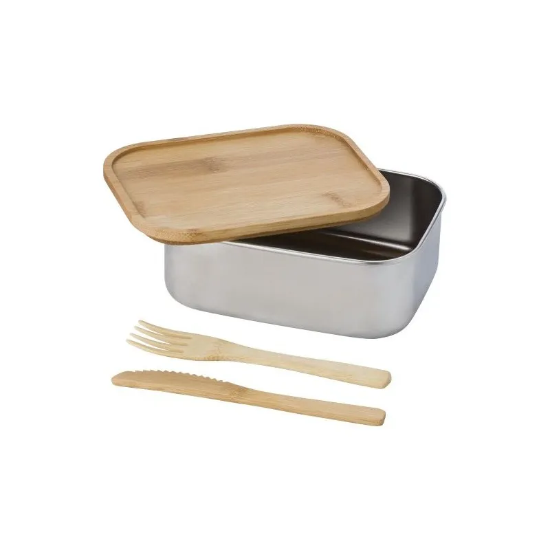 Lunch box écologique en acier inoxydable personnalisée - Esme Matières : silicone Couleurs : bleu cobalt impression haute défini