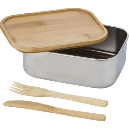 Lunch box écologique en acier inoxydable personnalisée - Esme Matières : silicone Couleurs : bleu cobalt impression haute défini