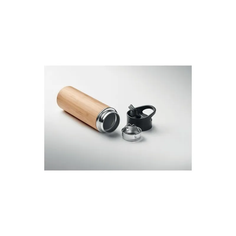 Bouteille isotherme double paroi en bambou 450ml personnalisée NANDA Matières : coton Taille textile : XS Couleurs : lilas impre