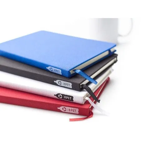 Carnet A5 écologique en rPET personnalisé - Samira Matières : bambou Couleurs : orange personnalisation sur mesure