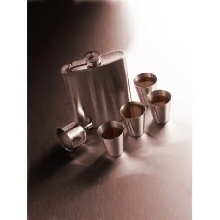 Set Flasque et Verres en Acier Inoxydable Brittany Personnalisé