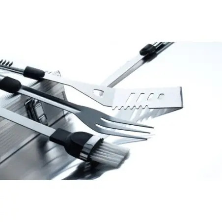 Set de barbecue personnalisé pratique - Dawn Matières : PET recyclé Couleurs : gris marquage laser ultra précis