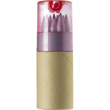 Tube de 12 crayons Terrence avec taille-crayon