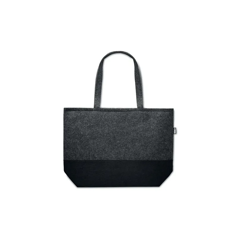 Sac shopping écologique en feutre RPET personnalisé DUO INDICO Matières : coton Taille textile : M Couleurs : écru cadeau entrep