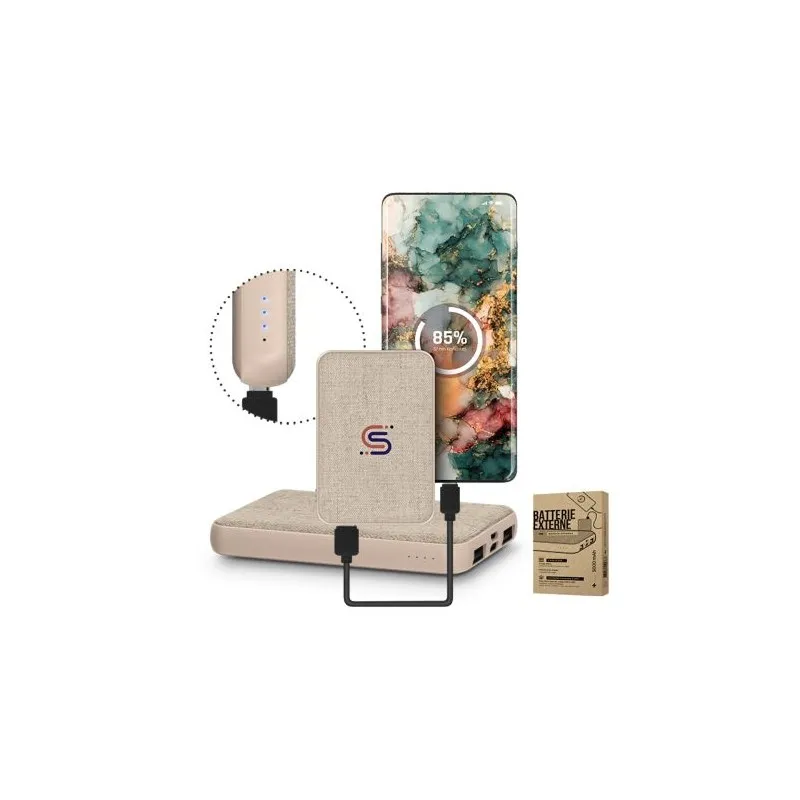 Batterie Externe Personnalisée Écologique 5000 mAh - Pratique et Abordable Matières : métal Couleurs : bleu