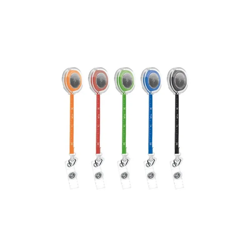 Porte-badge Rétractable Écologique avec Mètre Ruban Souple 1 m - Personnalisé Matières : métal Couleurs : bleu livraison express