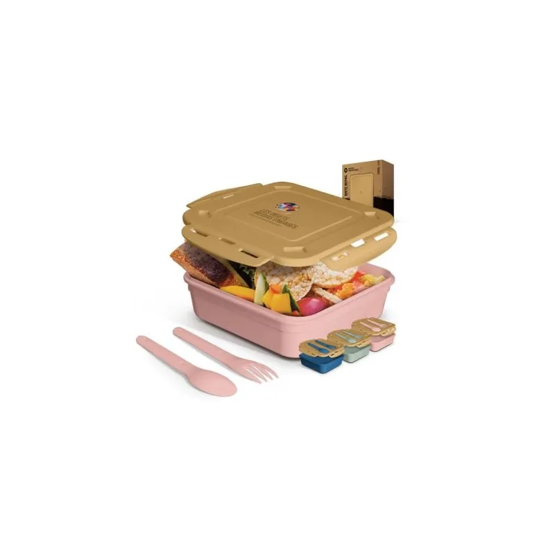 Boîte Repas Éco-Responsable 1.2L avec Couvercle, Cuillère et Fourchette - Cadeaux d'Entreprise Matières : coton Couleurs : bleu 