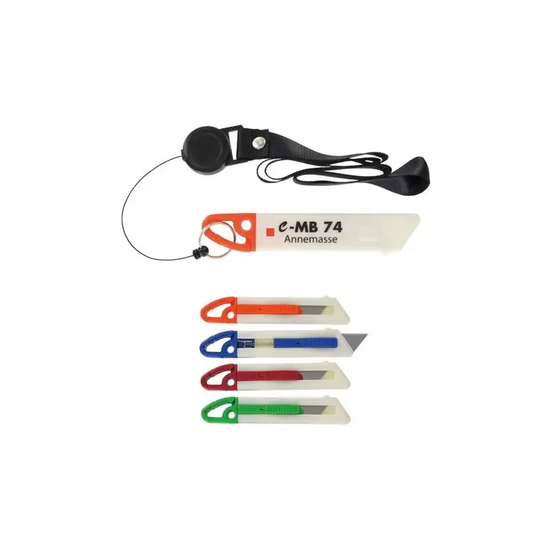 Cutter Auto-Retractable Sécurisé Personnalisé pour Tour de Cou Matières : laiton Couleurs : bleu personnalisable avec votre logo