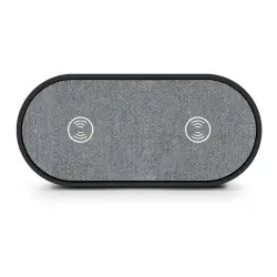 Station de Charge Duo Écologique Sans Fil par Induction - Objets Publicitaires Matières : laiton Couleurs : blanc 2