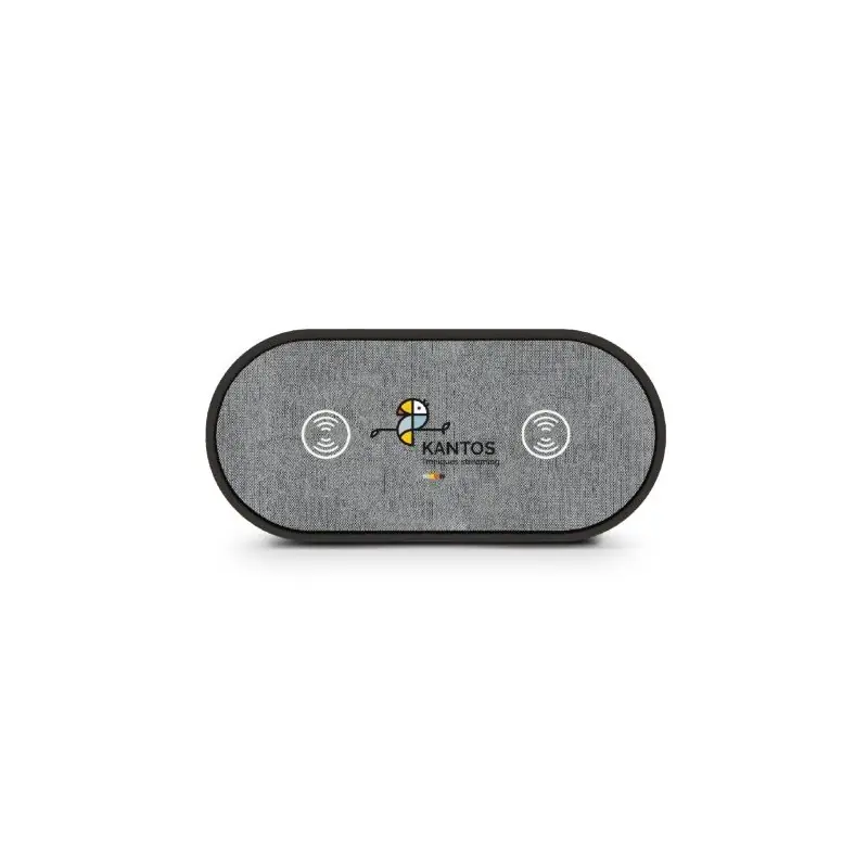 Station de Charge Duo Écologique Sans Fil par Induction - Objets Publicitaires Matières : laiton Couleurs : blanc cadeau entrepr