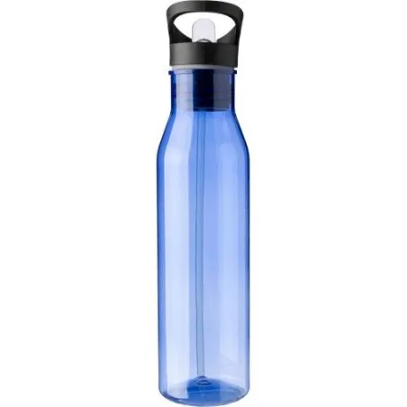 Gourde écologique de 730 ml en rPET avec paille personnalisée Manfred Matières : bambou Couleurs : bleu impression haute définit
