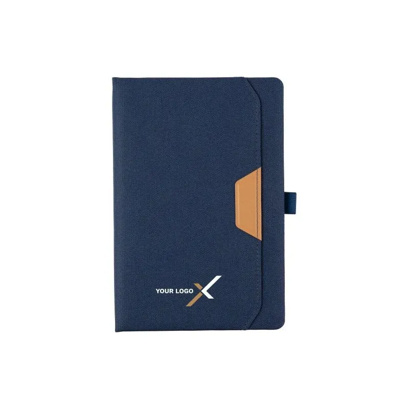 Carnet A5 écologique en rPET personnalisé - Thorsten Matières : caoutchouc Couleurs : bleu objet promotionnel éco-responsable