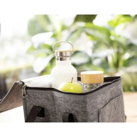 Sac isotherme écologique en feutre rPET Mason Matières : microfibre Couleurs : noir marquage laser ultra précis