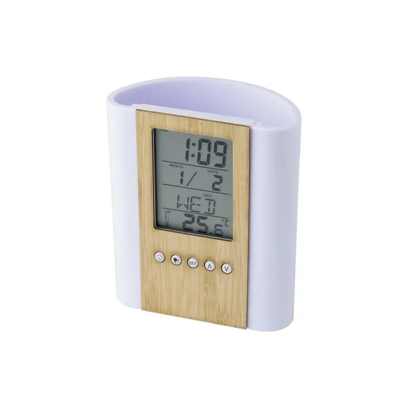 Pot à crayons multifonctions en bambou et plastique