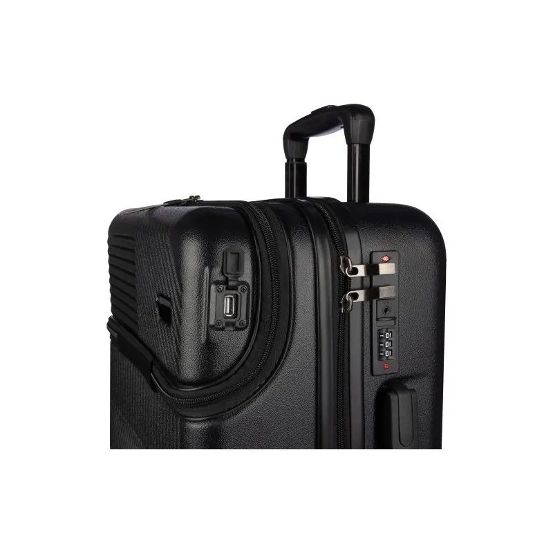 Trolley personnalisé rigide en ABS pas cher Ulf Matières : acier inoxydable Couleurs : noir goodies entreprise design