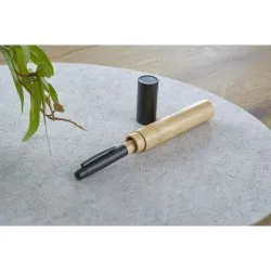 Stylo bille twist écologique en acier inoxydable et bambou - Anke Matières : polypropylène (PP) Couleurs : rouge