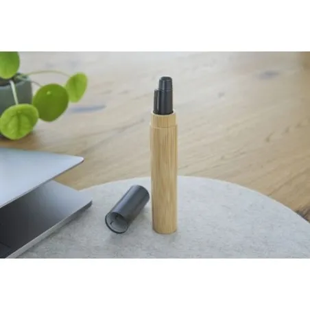 Stylo bille twist écologique en acier inoxydable et bambou - Anke Matières : polypropylène (PP) Couleurs : rouge marquage laser 