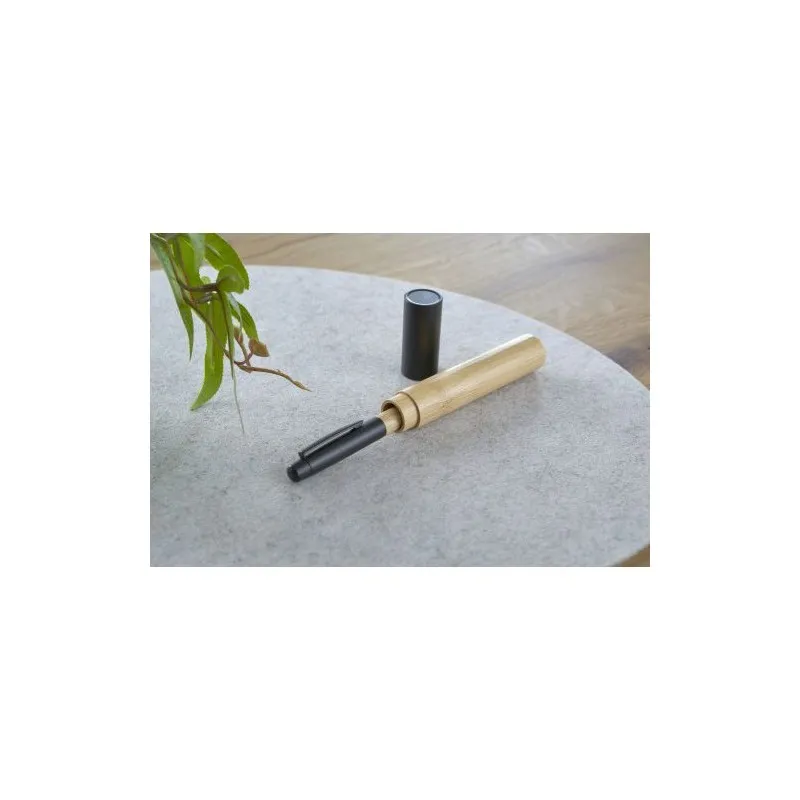 Stylo bille twist écologique en acier inoxydable et bambou - Anke Matières : polypropylène (PP) Couleurs : bleu cadeau entrepris