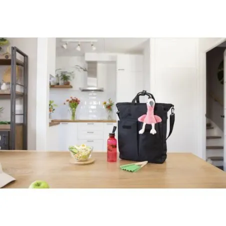 Sacoche personnalisée porte-ordinateur en polyester 900D Dean Matières : bambou Couleurs : orange objet promotionnel éco-respons