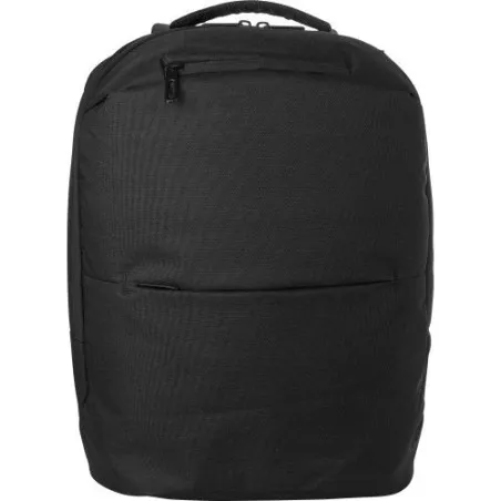 Sac à dos porte-ordinateur en polyester 600D personnalisé Nicolas Matières : bambou Couleurs : noir personnalisable avec votre l